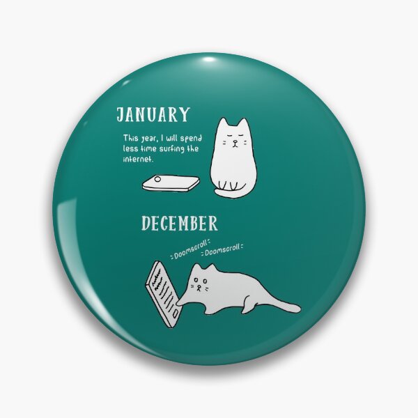 Item preview, Doomscrolling Cat - New Year’s Resolution (Teal) designed and sold by ImperfectLife.