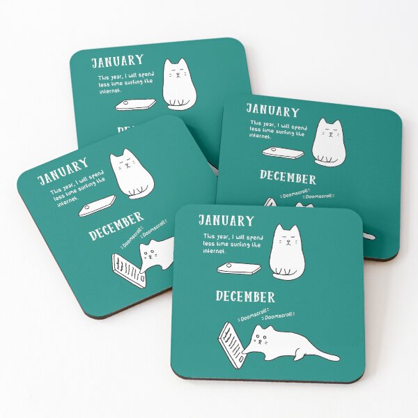Item preview, Doomscrolling Cat - New Year’s Resolution (Teal) designed and sold by ImperfectLife.