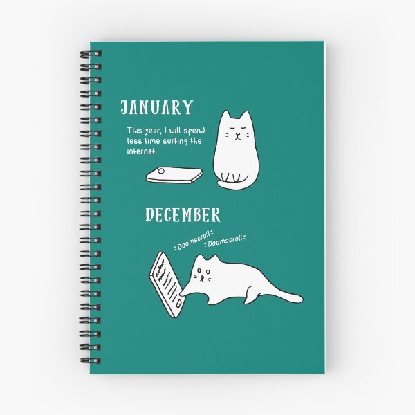 Item preview, Doomscrolling Cat - New Year’s Resolution (Teal) designed and sold by ImperfectLife.