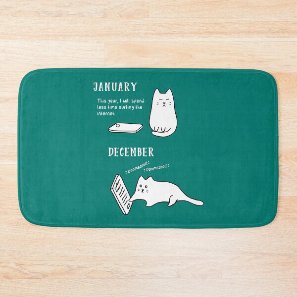 Item preview, Doomscrolling Cat - New Year’s Resolution (Teal) designed and sold by ImperfectLife.