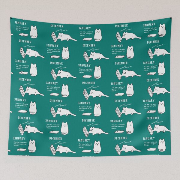 Item preview, Doomscrolling Cat - New Year’s Resolution (Teal) designed and sold by ImperfectLife.