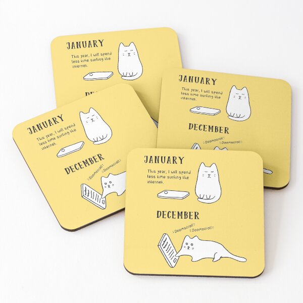 Item preview, Doomscrolling Cat - New Year’s Resolution (Buttercup Yellow) designed and sold by ImperfectLife.