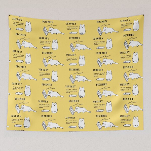 Item preview, Doomscrolling Cat - New Year’s Resolution (Buttercup Yellow) designed and sold by ImperfectLife.