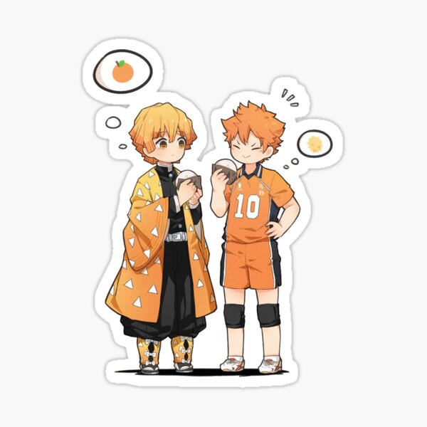 Haikyuu Hinata X Kitmetsu No Yaiba Zenitsu Sticker By Soylaleche Redbubble