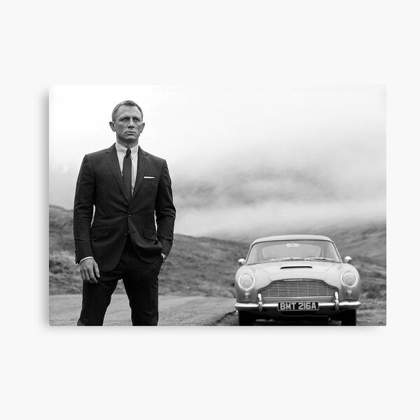 Daniel Craig, Black and White, Vintage Art Canvas Print