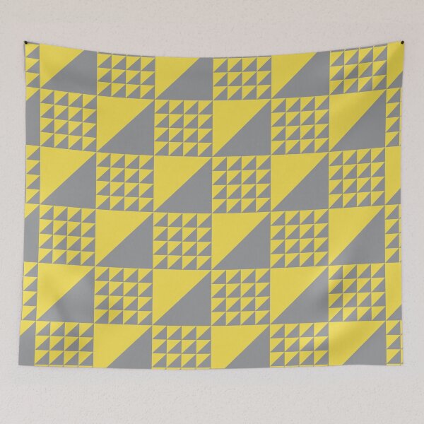 Item preview, Triangles in a minimal geometric pattern in yellow and gray designed and sold by acidmit.