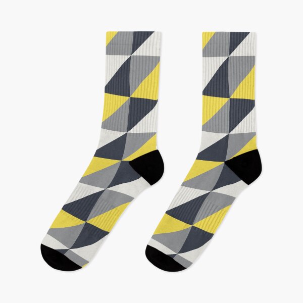 Item preview, Minimal geometric ornament with triangles in yellow and gray color palette variation designed and sold by acidmit.