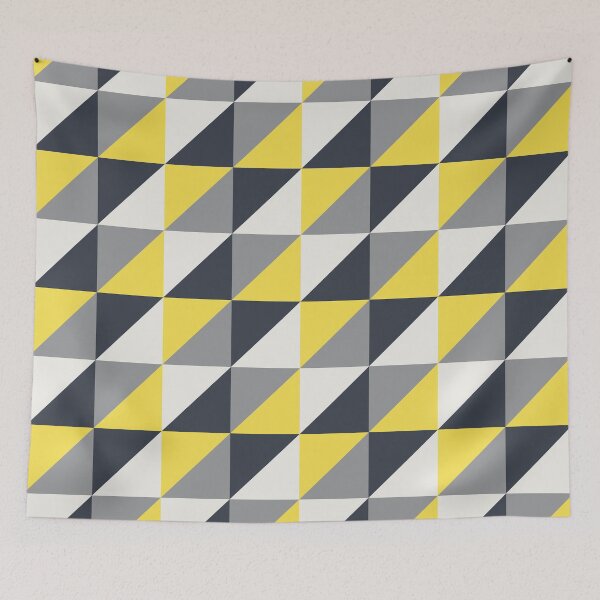 Item preview, Minimal geometric ornament with triangles in yellow and gray color palette variation designed and sold by acidmit.