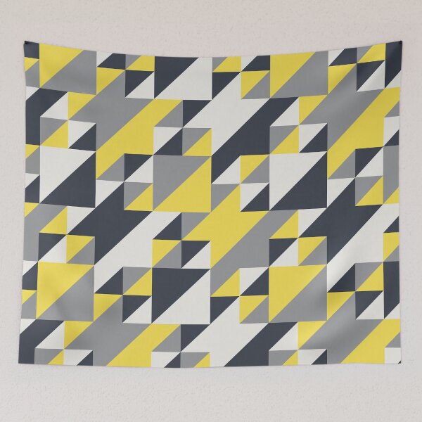 Item preview, Simple geometric ornament with triangles in yellow and gray color palette variations designed and sold by acidmit.