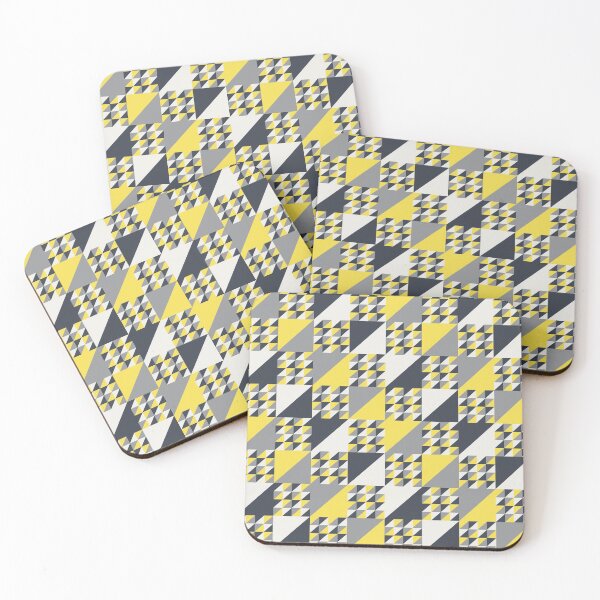 Item preview, Triangles in a minimal geometric ornament in yellow and gray color palette variations designed and sold by acidmit.