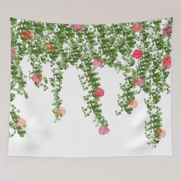 Item preview, Green Vines and Multi colored Flowers on White designed and sold by AlteredAtelier.