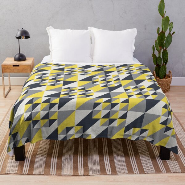 Item preview, Triangles in a simple geometric ornament in yellow and gray color palette variations designed and sold by acidmit.