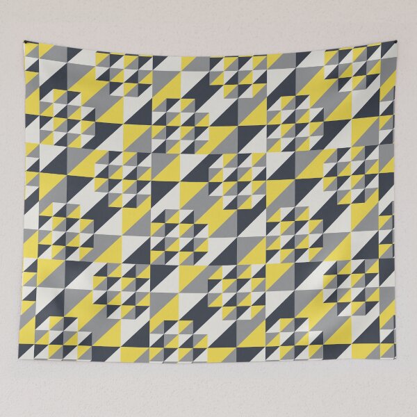 Item preview, Triangles in a simple geometric ornament in yellow and gray color palette variations designed and sold by acidmit.