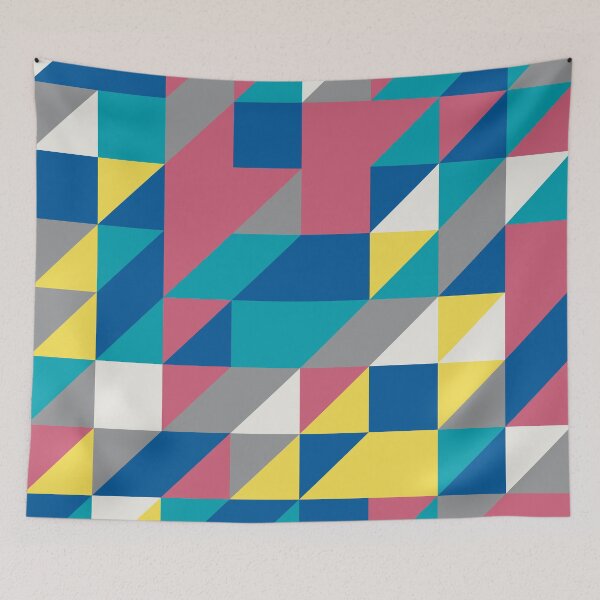 Item preview, Abstract geometric mosaic with triangles in random yellow and gray color palette variation designed and sold by acidmit.