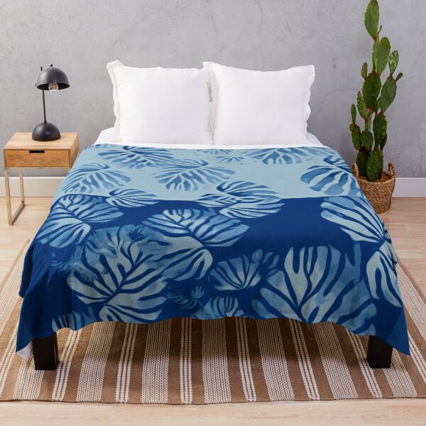 Item preview, Monstera leaves blue watercolor designed and sold by Sonia dutta_art.
