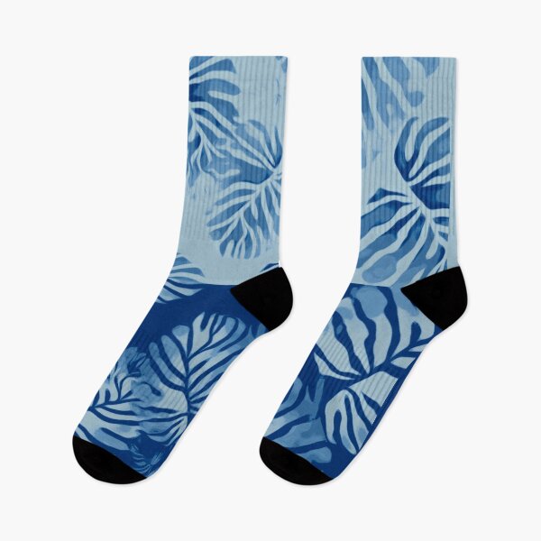 Item preview, Monstera leaves blue watercolor designed and sold by Sonia dutta_art.