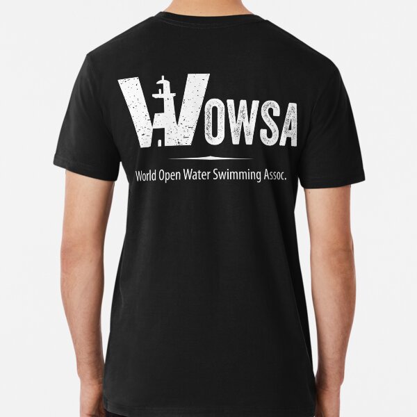 White WOWSA Lighthouse Swimming Logo (Back) Premium T-Shirt