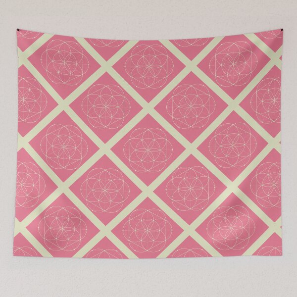 Item preview, Seed of Life in Pale Green Diagonal Plaid Pattern (Bubblegum Pink) designed and sold by squishyrainbow.
