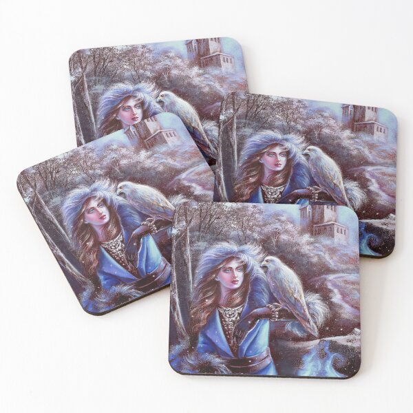 Item preview, Young woman with falcon. Mix media . designed and sold by Natalia  Tan.