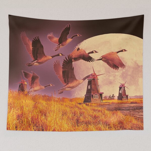 Item preview, beautiful dream landscape with windmills and birds designed and sold by Mauswohn.
