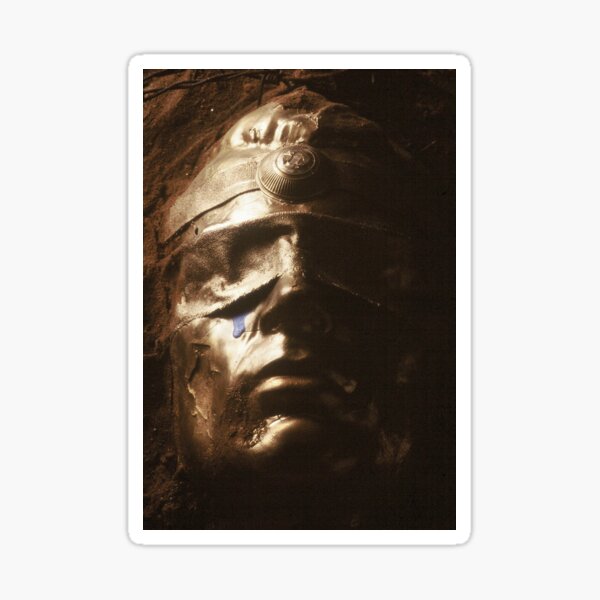Mask in the dark (mixed media) Sticker