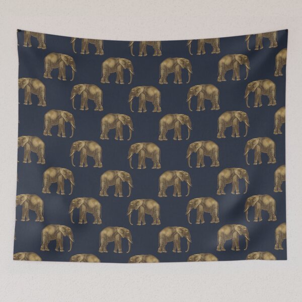 Item preview, Blue and Gold Elephants designed and sold by HintofNature.