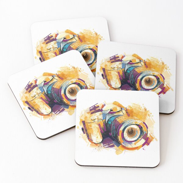Item preview, Camera Drawing graphy, watercolor effects camera, yellow and purple camera designed and sold by Bashar-Design.