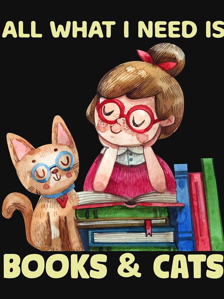 cats and books t shirt