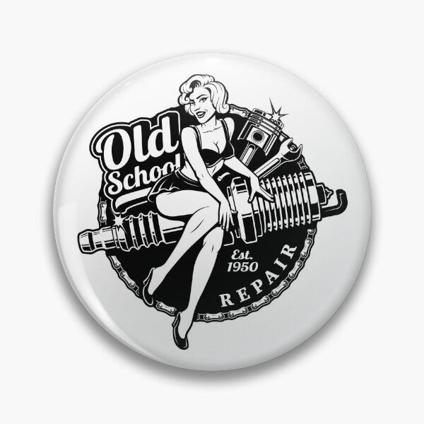 Artikelvorschau, Old School Vintage Monochrome Zündkerze Pinup Girl entworfen und verkauft von Vector Scout Lab.