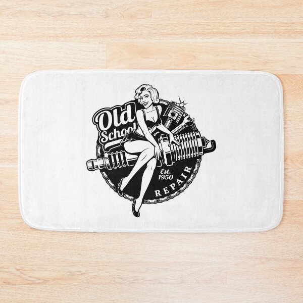 Item preview, Old School Vintage Monochrome Spark Plug Pinup Girl designed and sold by Vector Scout Lab.