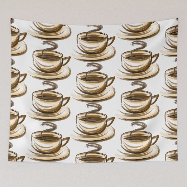 Item preview, Coffee Tea Cafe Espresso, coffee cup brown stripes, brown teacup  designed and sold by Bashar-Design.