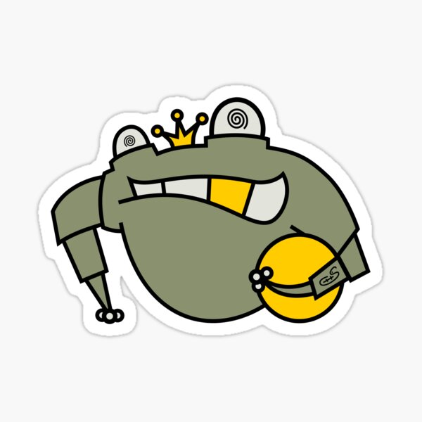 Frog prince with gold tooth in comic style Sticker