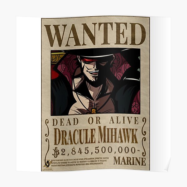 One Piece Mihawk Wanted Poster