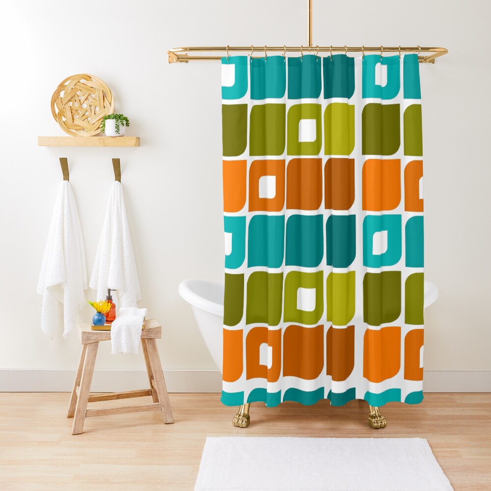 Mid-Century Modern Geometric Pattern Shower Curtain