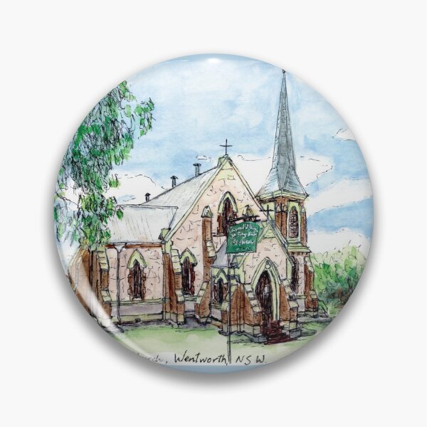 Artikelvorschau, Australische Szene - St. Johns Anglican Church, Wentworth, NSW, Aus entworfen und verkauft von Anne Huth.