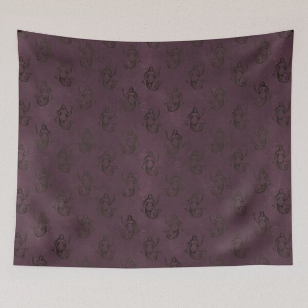 Item preview, Mermaid with mirror and comb on a purple background designed and sold by AnnieHochmann.