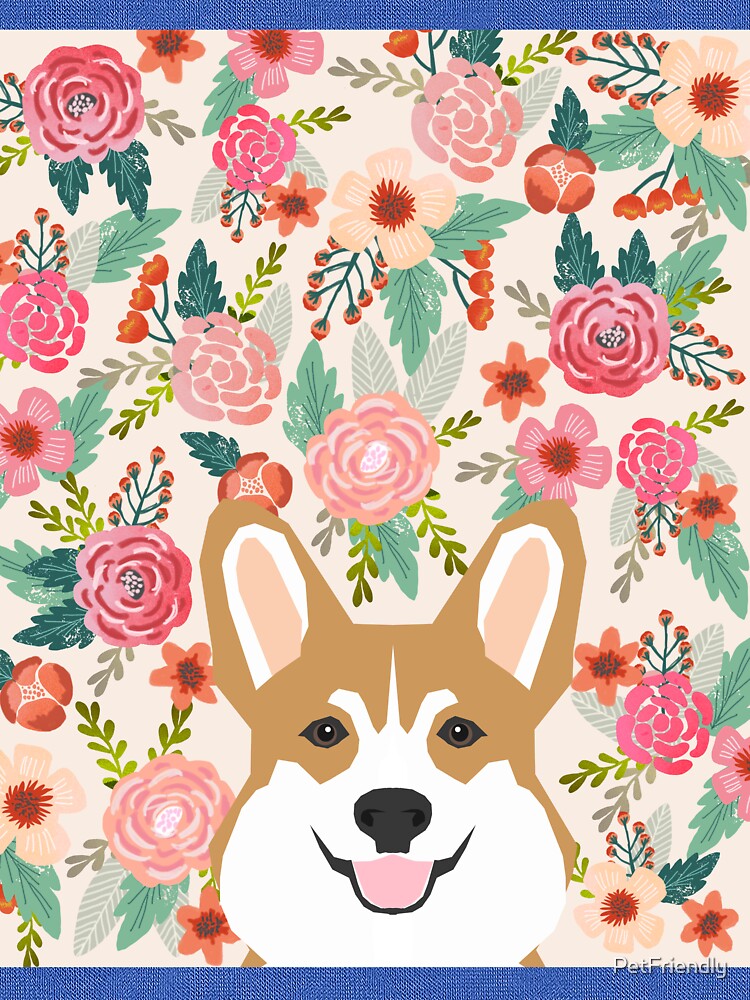 Welsh Corgi florals spring flowers summer garden nature bloom corgi pet portrait gift for corgi owner must haves by PetFriendly