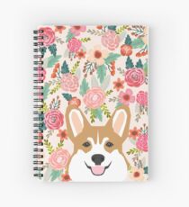 Cuaderno de espiral Welsh Corgi florales flores de primavera verano jardín naturaleza corgi mascota retrato regalo para el propietario del corgi debe tener