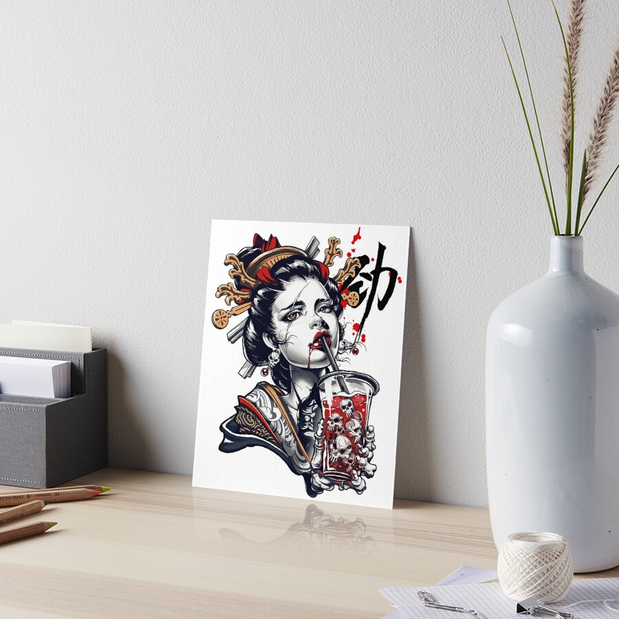 Japanese Geisha Girl Vaporwave Cyberpunk Popart Urban Style Art Board Print For Sale By 7859