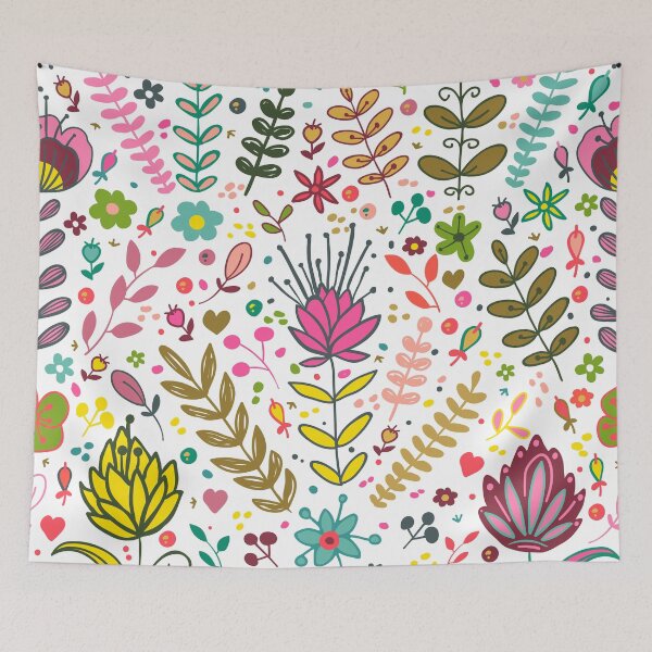 Item preview, flower pattern, colorful flowers, pink flowers, fuchsia flowers, yellow flowers, colorful flowers designed and sold by angelescar.