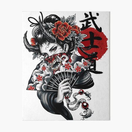 Japonais Geisha Girl Vaporwave Cyberpunk Popart Style Urbain Impression rigide