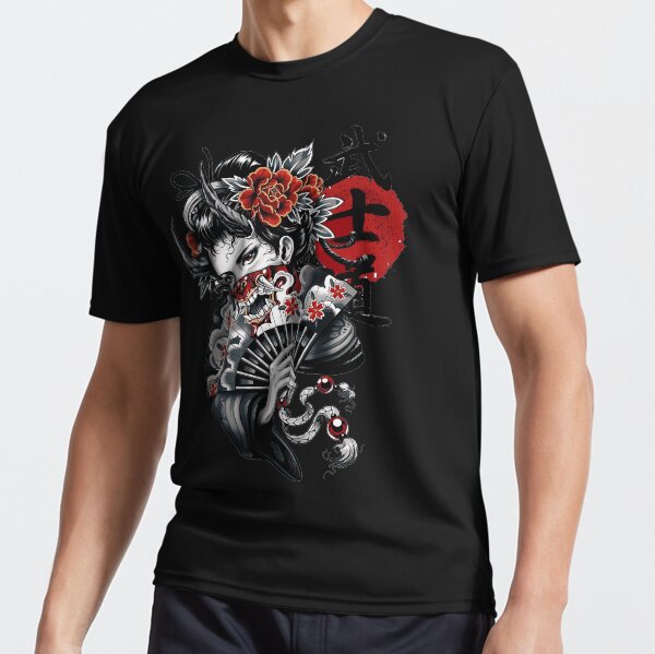 Japanese Geisha Girl Vaporwave Cyberpunk Popart Urban Style Active T-Shirt