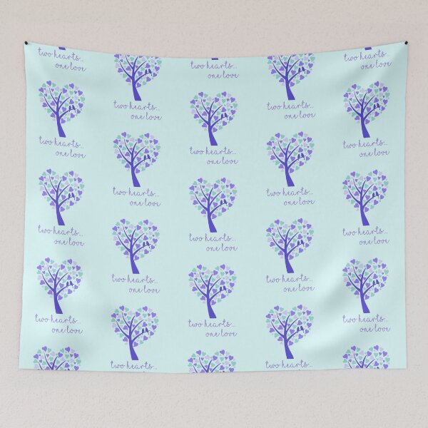 Item preview, Two Hearts...One Love - Purple on Aqua designed and sold by PawsitiveMum.