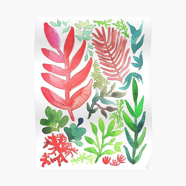 Red Corals & Laurels Poster