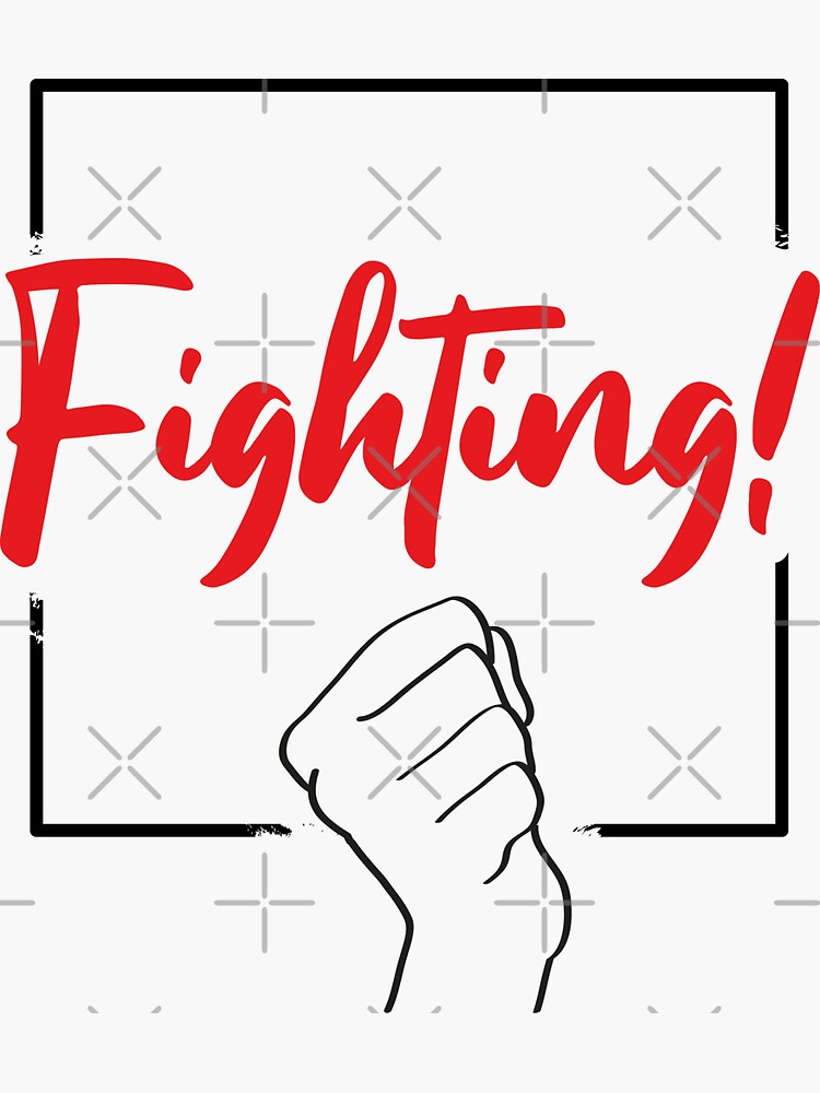 Red Fighting/ Hwaiting/ 화이팅! Sticker for Sale by Slletterings