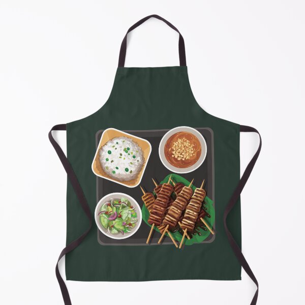 Item preview, Grilled Chicken Skewers Served With Rice, Salad and Sauce designed and sold by Alicia Chee.