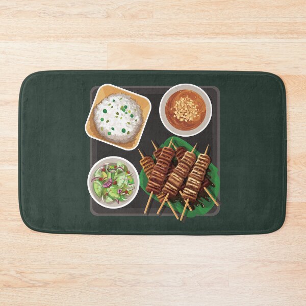 Item preview, Grilled Chicken Skewers Served With Rice, Salad and Sauce designed and sold by Alicia Chee.
