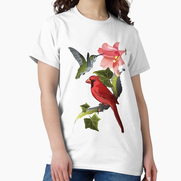 Aperçu de l'œuvre Cardinal et colibri avec lys rose et lierre créée et vendue par MMAndersonArt.