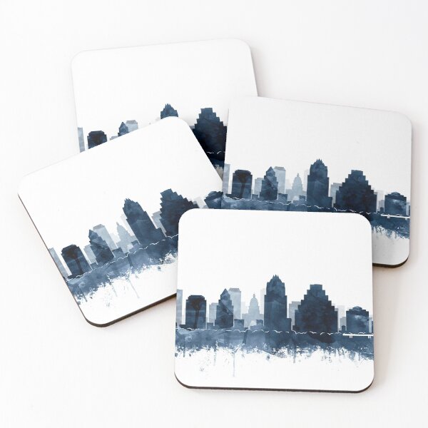 Item preview, Austin Skyline Watercolor Navy Blue by Zouzounio Art designed and sold by zouzounioart.