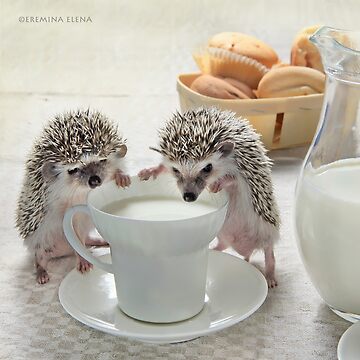 Artwork thumbnail, Good morning with hedgehogs by Elena Eremina